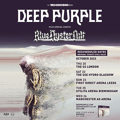 Deep Purple and Blue Oyster Cult Dates rescheduled to 2022
